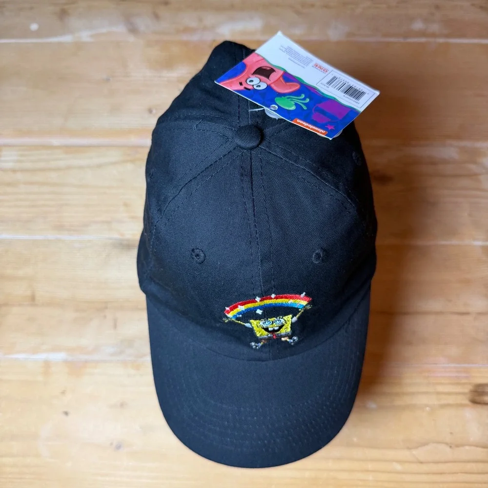 Nickelodeon Spongebob Squarepants Imagination Rainbow Black Baseball Hat‎ NWT